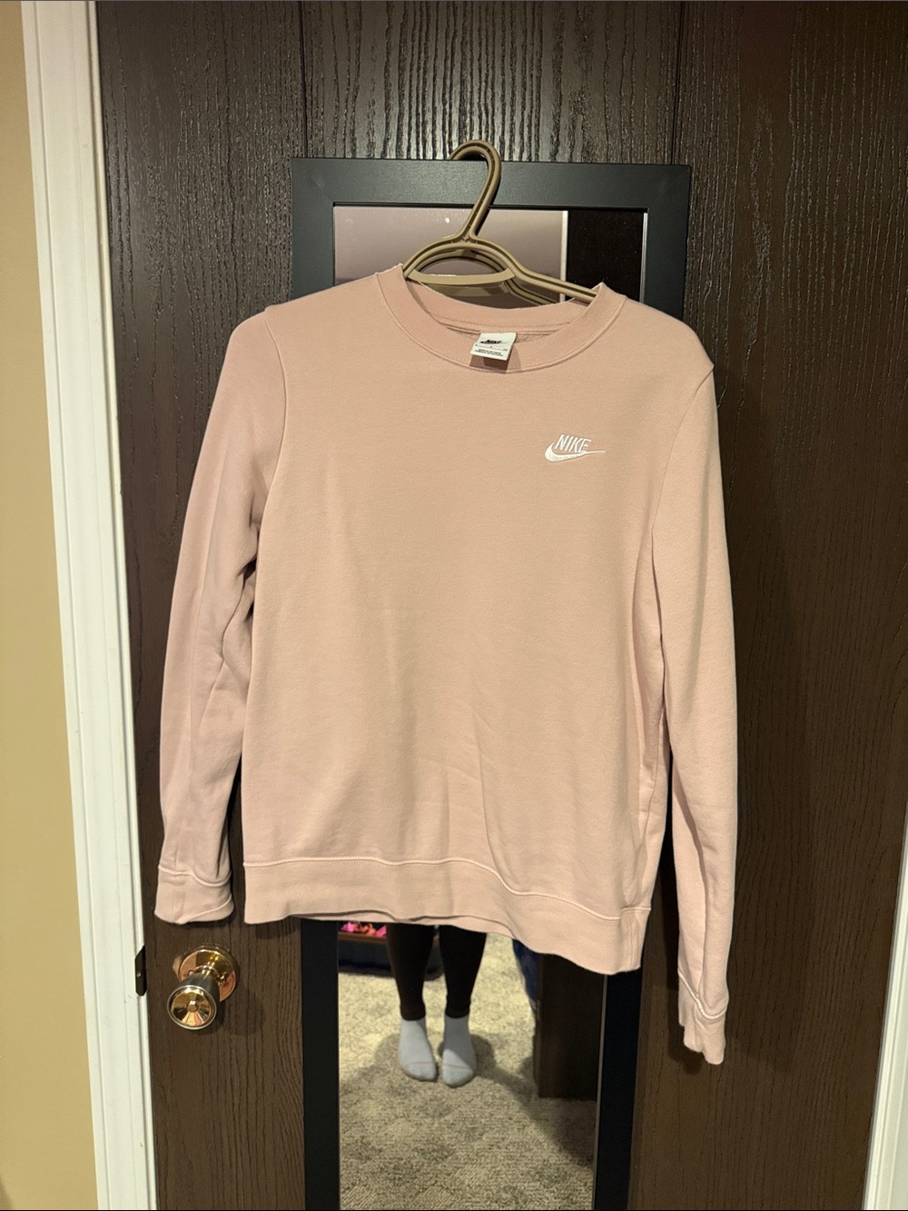 Nike Crewneck Sweatshirt in Blush Pink with White Swoosh